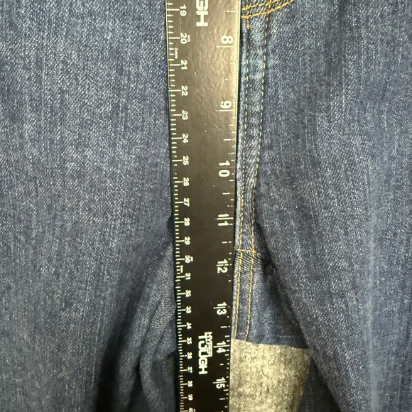 L.L. Bean Jeans Womens 14 Blue Classic Fit Denim Green Flannel Lined High Rise - Picture 13 of 16